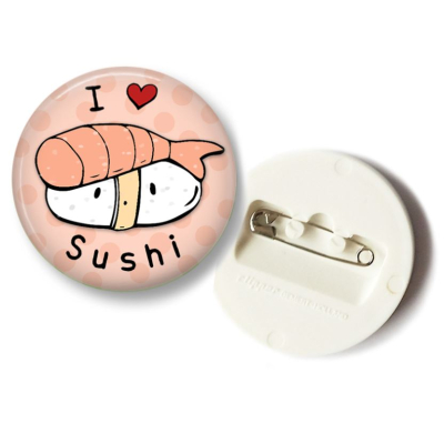 'I Love Sushi' Ebi Nigiri Button - 36mm