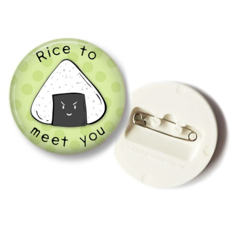 'Rice to meet you' Rice Ball Button - 36mm