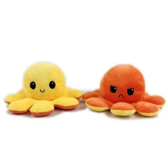 Kawaii Octopus plushie 2 kleuren - Yellow / Orange - happy & grumpy
