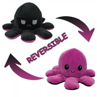 Kawaii Octopus plushie 2 kleuren - Purple / Black - happy & grumpy