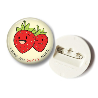 'I Love You Berry Much' Aardbei Button - 36mm