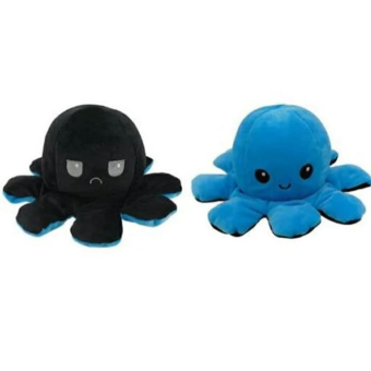 Kawaii Octopus plushie 2 kleuren - Blue / Black - happy & grumpy