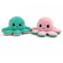 Kawaii Octopus plushie 2 kleuren - Turquoise / Light pink  - happy & grumpy