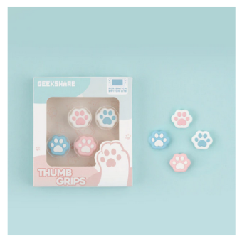  Switch Button Thumb Grips - Cat Paws (Pink & Blue)